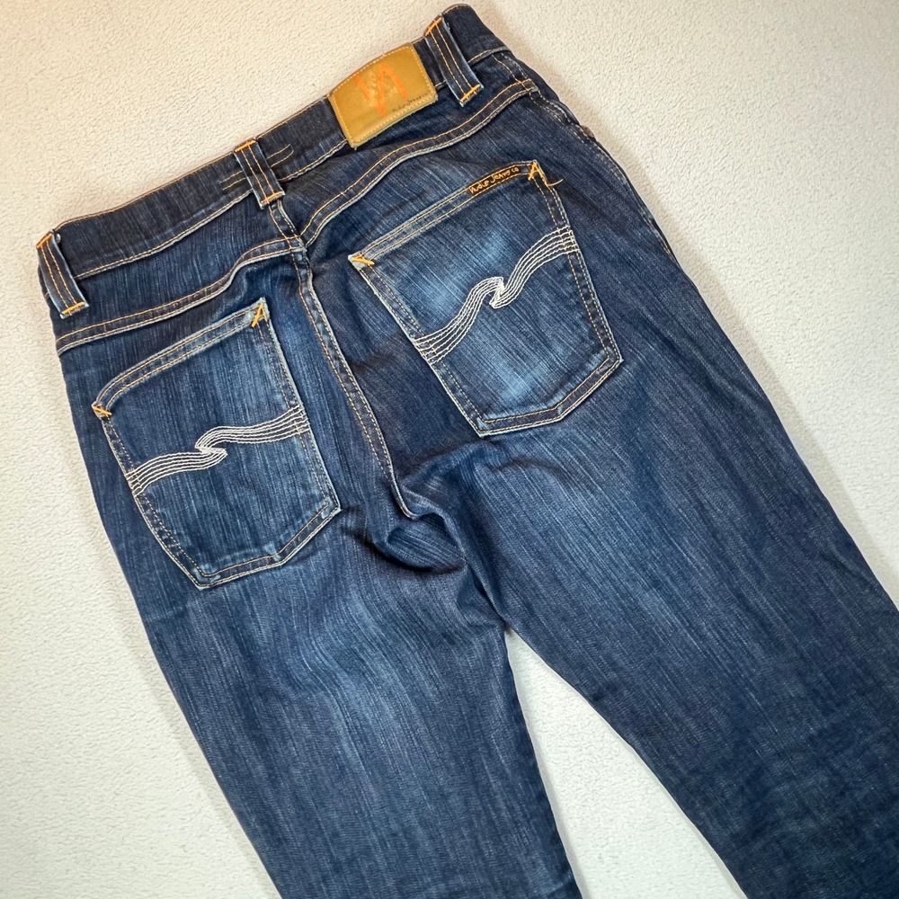 Nudie Jeans Co Slim Jim Organic Dry Ecru Embo Indigo Denim Jeans 30x34 Italy
